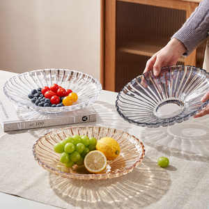 Plateau à fruits en verre cristal rond, assiette à collations pour fête, maison, salon, plat décoratif - Product Image 5