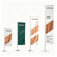 Kit de drapeau carré portable avec logo personnalisé, bannière en tissu thermocollé avec mât et base en fibre de verre pour salon professionnel et publicité extérieure