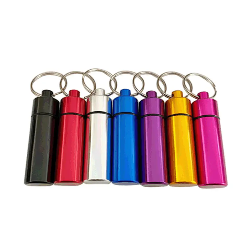 Portable Waterproof 60*17MM Mini Aluminum Alloy Keychain Medicine Storage Case All Metal Pill Box