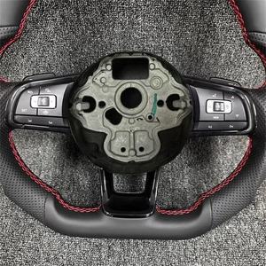 Accessoires Volkswagen VW, volant sport à 3 branches entièrement en cuir pour Polo <span class=keywords><strong>Golf</strong></span> <span class=keywords><strong>6</strong></span> <span class=keywords><strong>GTD</strong></span> Jetta Tiguan Passat B7 B8 GTI R <span class=keywords><strong>GTD</strong></span> - Product Image 3