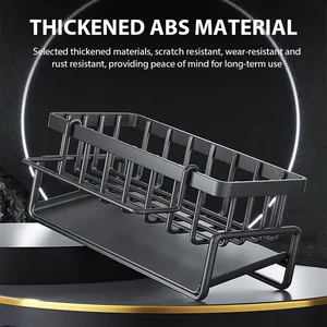 Étagère de rangement pour évier en ABS à double niveau avec barre porte-serviettes pour éponge et brosse, étagère de rangement pour <span class=keywords><strong>cuisine</strong></span> - Product Image 5