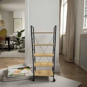 High Quality MDF Wooden Metal Frame <strong>CD</strong> <strong>Storage</strong> <strong>Shelf</strong> with Seat for Home Living Room and Kitchen Modern Design - Product Image 4