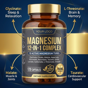 Suplemento <span class=keywords><strong>de</strong></span> <span class=keywords><strong>Magnesio</strong></span> Complexe <span class=keywords><strong>De</strong></span> Nutribrain OEM, Complejo <span class=keywords><strong>de</strong></span> <span class=keywords><strong>Magnesio</strong></span> 12 en 1, Suplemento Dietético para la Relajación Muscular y el Apoyo al Sueño - Product Image 4