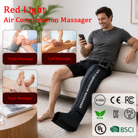 Masseur de jambes à compression d'air à 5 chambres, lumière rouge 660nm 850nm, chaleur, vibration, rechargeable, pour apaiser et favoriser le bien-être des jambes
