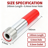 Buse de sablage Venturi à simple entrée d'air de 140 mm, avec orifice intérieur en carbure de tungstène de 6,4 mm, pour le sablage de surfaces de pièces de micro-précision