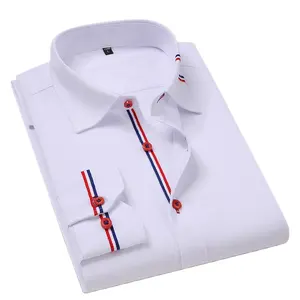 厂家热卖休闲柔软高长袖高品质实心条纹衬衫