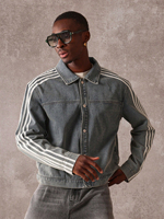 Veste en jean surdimensionnée pour homme, style rétro, effet vieilli, avec 3 bandes latérales, décontractée, style throwback