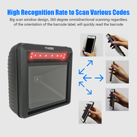Lecteur de codes-barres 2D omnidirectionnel Scanner de codes-barres de bureau à grande fenêtre à balayage à 360 degrés pour les systèmes Android Windows Mac IOS