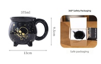 En stock – Tasse en céramique Halloween à thème sorcière de dessin animé et design croix et os pour le Jour des Morts – Tasse à café et à lait