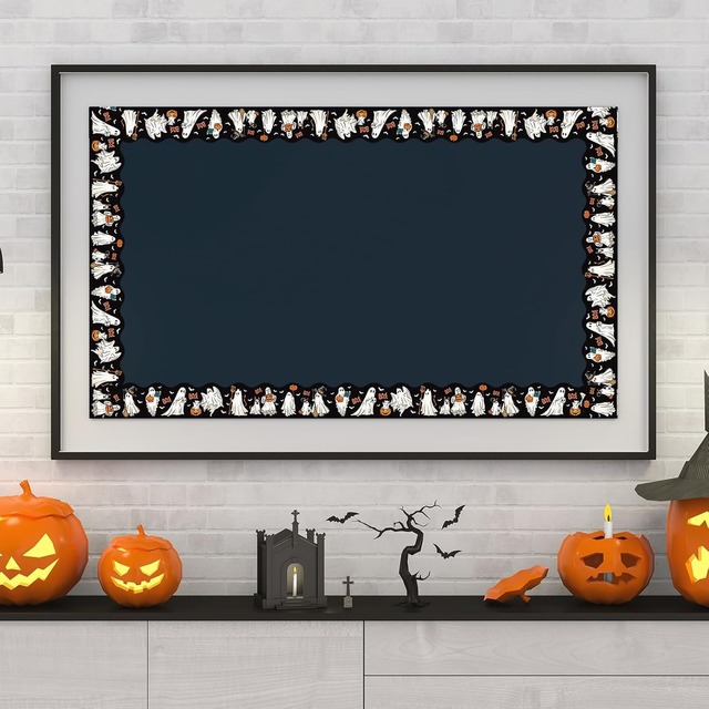 Bulletin Board Border Black Orange White Ghost Pumpkin Die Cut Trim Border Roll for Halloween Classroom Chalkboard Decor