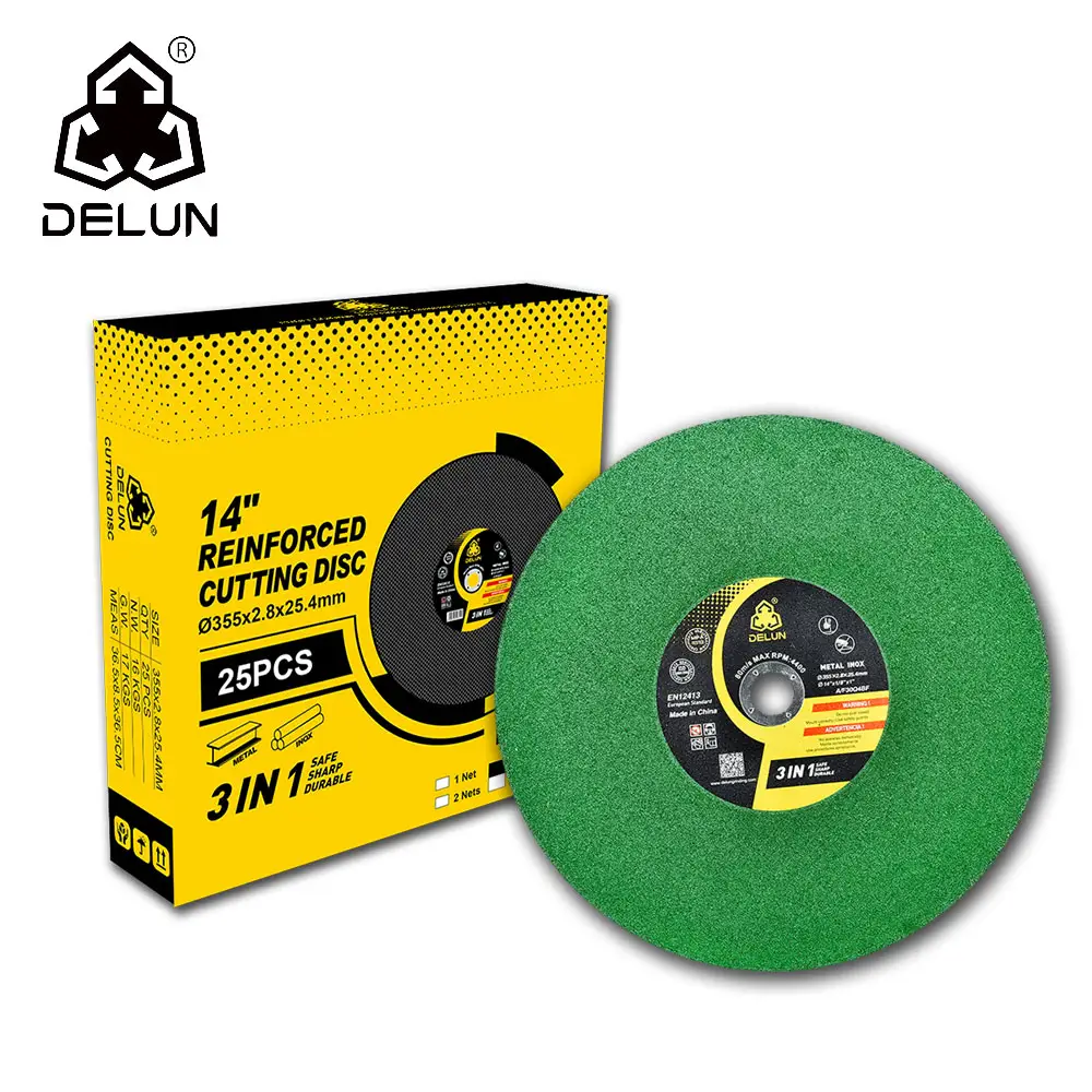 DELUN EN12413 standard high end 14'' iron cutting wheel 355mm with reasonable price