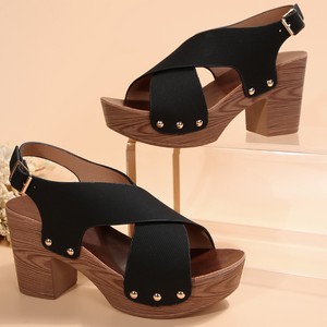 New Summer Platform Sandals For Women Crisscross Strap Thick High <b>Heel</b> Fashion Casual Ladies Large <b>Size</b> Footwear - Product Image 2