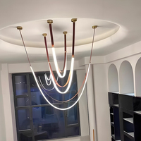 Pendentif ceinture d'art moderne Designer minimaliste italien Grande Villa linéaire pendentif LED barre comptoir ligne lumière