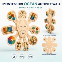 Papan Aktivitas Dinding Gurita Laut Montessori Dalam Ruangan dari Kayu untuk Anak-anak, Pengembangan Keterampilan Motorik Halus untuk Taman Kanak-Kanak dan Penitipan Anak
