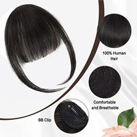 Frange à clipser chinoise en cheveux humains 100% naturels, de qualité supérieure, vierge, fine et soignée, avec frange latérale et effet air bangs, pour vente en gros