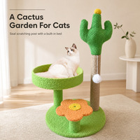 Arbre à chat Cactus avec poteau à gratter en sisal 69 cm, style dessin animé, durable, pour usage intérieur, deux coloris, emballé en carton