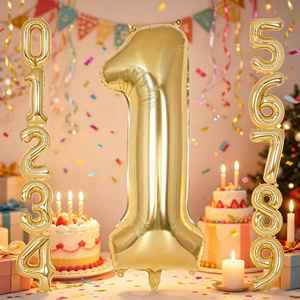 Ballons Chiffres Dorés Blancs Élégants Grande Taille (40 Pouces) Gonflables pour Anniversaire, Mariage, Fête, Événement, Décoration Photo - Product Image 4