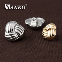 Boutons en métal SANKO à motif nœud pour la couture, finition polie or et argent pour manteaux, vestes et vêtements de luxe