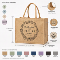 Sac fourre-tout en jute personnalisé à faible MOQ, idéal pour la plage, les vacances et les cadeaux de demoiselle d'honneur, avec bordure renforcée et base plate