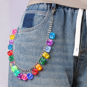 โซ่คาดเอวทรงลูกเต๋าหลากสี โซ่โลหะเส้นเดียวสำหรับกางเกง แฟชั่นสำหรับใส่ทุกวัน โซ่ประดับตัวทำจากโลหะผสมสังกะสี - Product Image 1