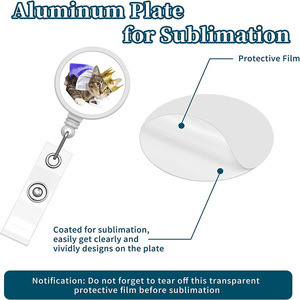Cross-border hot-selling round blank heat transfer retractable easy-pull <b>buckle</b> aluminum plate self-printing sublimation badge - Product Image 5
