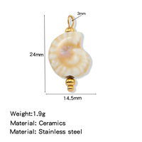 Pendentifs en céramique colorés YF9013 pour l'été, breloques en acier inoxydable plaqué or en forme de poisson et de coquille de tortue pour la fabrication de bijoux DIY