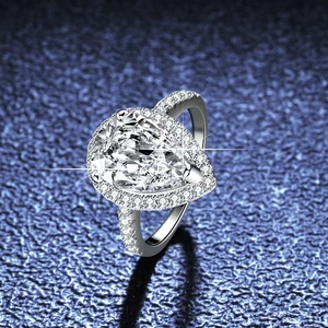 แหวนเงินแท้ 925 ประดับเพชรซิร์คอนทรงมาร์คีส์ - Product Image 1