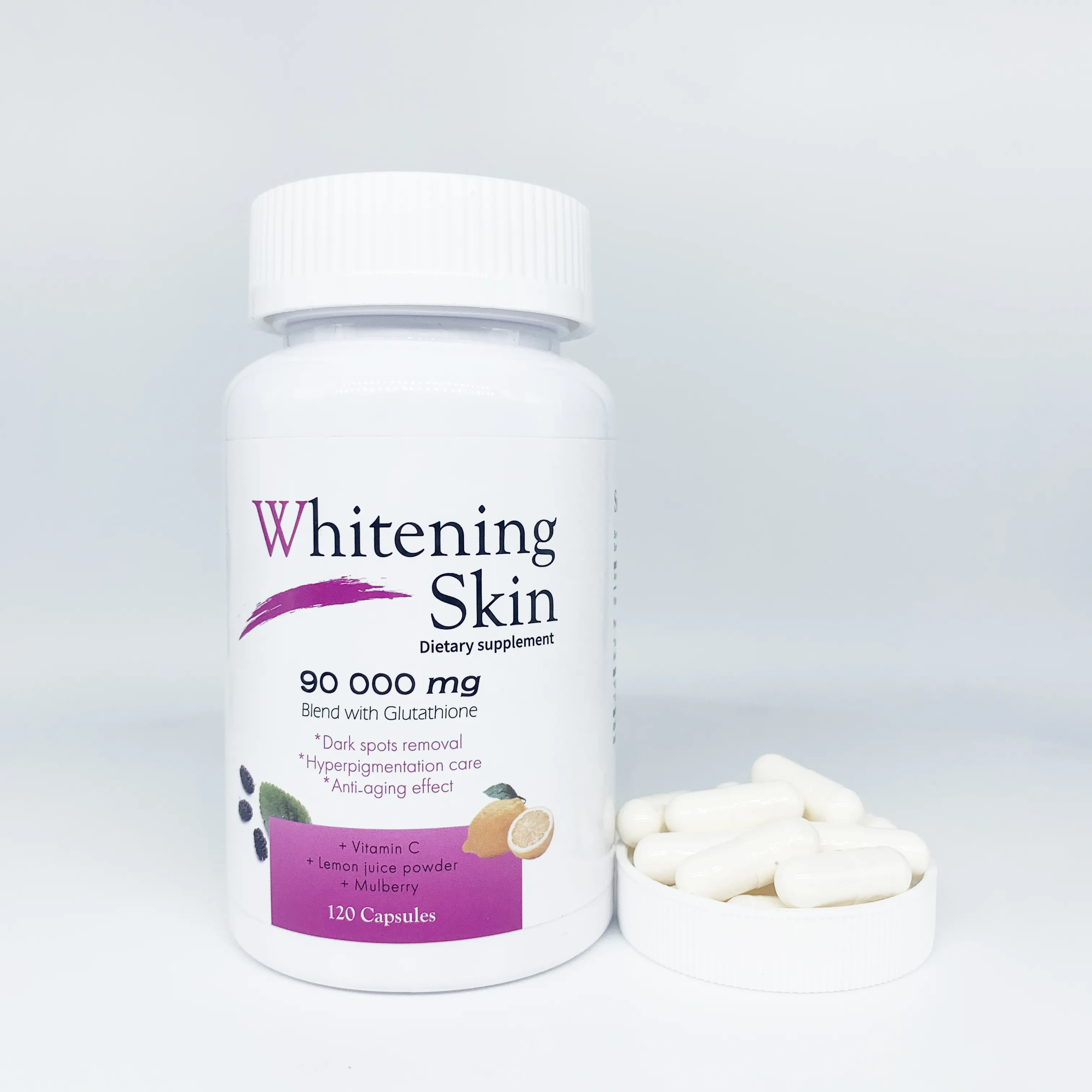 OEM 90000mg Gluta thione Capsule 100% Organic Skin Whitening Vitamin C Collagen Pills