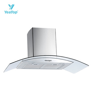 <span class=keywords><strong>Campana</strong></span> Extractora Clásica de Pared con Panel de Vidrio Curvo, Carcasa de Acero Inoxidable, Eficiente Energéticamente, para Cocina - Product Image 1