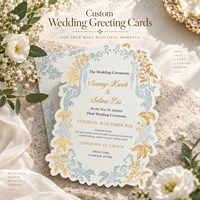 Cartes d'invitation personnalisées pour mariage, message de remerciement, menu et cartes de table, estampées à chaud en or, gaufrées en 3D
