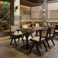 Ensemble table et chaises de restaurant de style commercial, moderne, écologique, en bois massif, pour café et restaurant, inspiré de l'Asie du Sud-Est