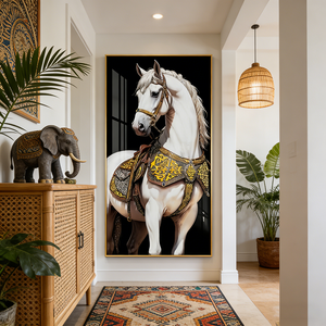 Nuova Arte Murale con Cavalli, Dipinto UV <span class=keywords><strong>di</strong></span> Lusso <span class=keywords><strong>per</strong></span> <span class=keywords><strong>Camera</strong></span> <span class=keywords><strong>da</strong></span> <span class=keywords><strong>Letto</strong></span>, Moderna Pittura <span class=keywords><strong>di</strong></span> Animali in Cristallo e Porcellana con Luce LED Decorativa - Product Image 3