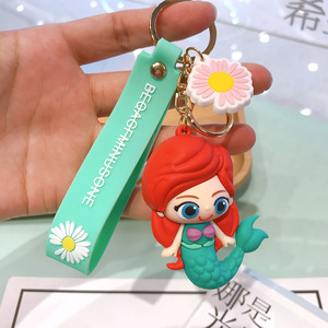 Vente en gros de porte-clés princesse Frozen mignon sirène 3D en caoutchouc cadeau promotionnel porte-clés personnalisé accessoires de sac à main clé de voiture - Product Image 6