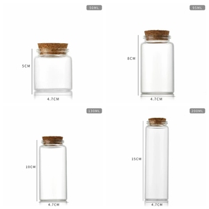 Bouteille longue en verre transparente avec bouchons en liège en bois, idéale pour bonbons, grains de café, assaisonnements et stockage alimentaire - Product Image 2