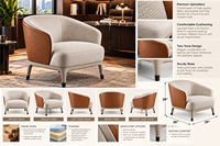 Fauteuil d'appoint contemporain bicolore rembourré, structure élégante et courbée, assise moelleuse en microfibre, idéal pour chambre et appartement
