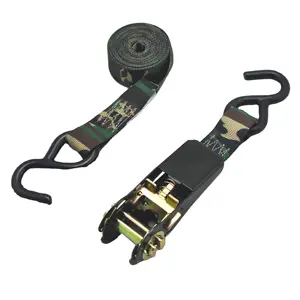 Hot Selling 4 Pack Camouflage Ratchet Vastsjorpunten Riem Met Haken Heavy Duty Cargo Vastbinden Ratels