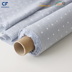 Tissu en <span class=keywords><strong>lin</strong></span> à pois bleus, finition délavée. Tissu en fil de <span class=keywords><strong>lin</strong></span> 100% pour tissage textile - Product Image 1