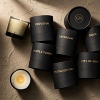 Bougie parfumée de luxe en tube de papier dans un bocal en verre avec tube de papier noir, décoration d'intérieur, bougies parfumées pour mariage, spa, hôtel