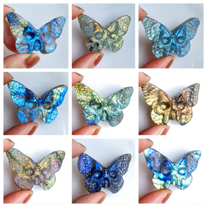 Vente en gros <span class=keywords><strong>de</strong></span> crânes <span class=keywords><strong>de</strong></span> papillons en labradorite artisanat en cristal naturel artisanat en cristal d'énergie <span class=keywords><strong>de</strong></span> guérison <span class=keywords><strong>bleu</strong></span> animal pour cadeau - Product Image 6