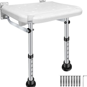 Wall Mounted <b>Folding</b> <b>Shower</b> <b>Stool</b> Aluminum Alloy White 45x10x45 Cm For Elderly Bathroom Safety Equipment - Product Image 2