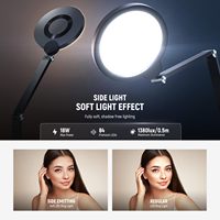 Anneau lumineux de bureau 18W 7 pouces à écran complet avec support à pince en C pour vidéoconférence, streaming, maquillage et enregistrement Zoom