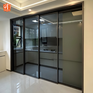 Porte coulissante en verre à cadre fin, cloison de séparation en aluminium, cloison intérieure minimaliste pour villa de luxe - Product Image 2