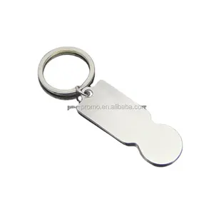 Custom wholesale stainless steel cheap shopping coin/trolley coin keychain