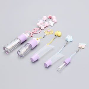 OMI 3.5ML 7ML Tubes de brillant à lèvres en plastique transparent Forme spéciale Tube de brillant à lèvres personnalisé Conteneur de brillant à lèvres vide avec porte-clés mignon - Product Image 2