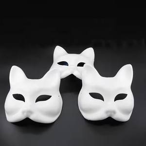 2024 máscara en blanco de papel media cara pintada a mano gato zorro máscara anime Demon Slayer mascarada Halloween Festival Cosplay Prop - Product Image 2