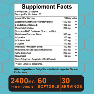 OEM 2400mg Liposomal Glutathione Softgel Capsule Whitening <b>Collagen</b> Beauty Supplement for Adults Skin Brightening with Vitamin - Product Image 4