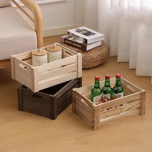 Boîte de rangement en bois pour l'organisation de la maison, porte-bouteilles, panier décoratif pour le salon, la chambre à coucher, organisateur de meubles - Product Image 2