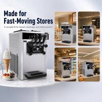 Machine à glace molle commerciale GQ-618CTB à 3 saveurs, 18-22L/H, 1800W, modèle de comptoir en acier inoxydable, 220V/110V