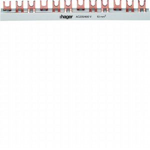 Barra di Distribuzione Hager Tipo Forcella 3P 63A 1Mt AC230 400V 10Mm, Apparecchiature per Distribuzione Elettrica - Product Image 1