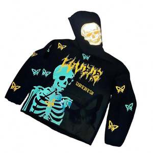 Sweats à capuche unisexes avec logo personnalisé en gros d'usine 100% coton multicolore surdimensionné Streetwear sweats à capuche réfléchissants pour hommes - Product Image 1